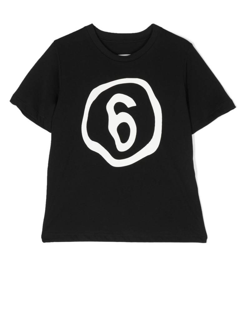 MM6 Maison Margiela Kids logo motif cotton T-shirt - Black von MM6 Maison Margiela Kids