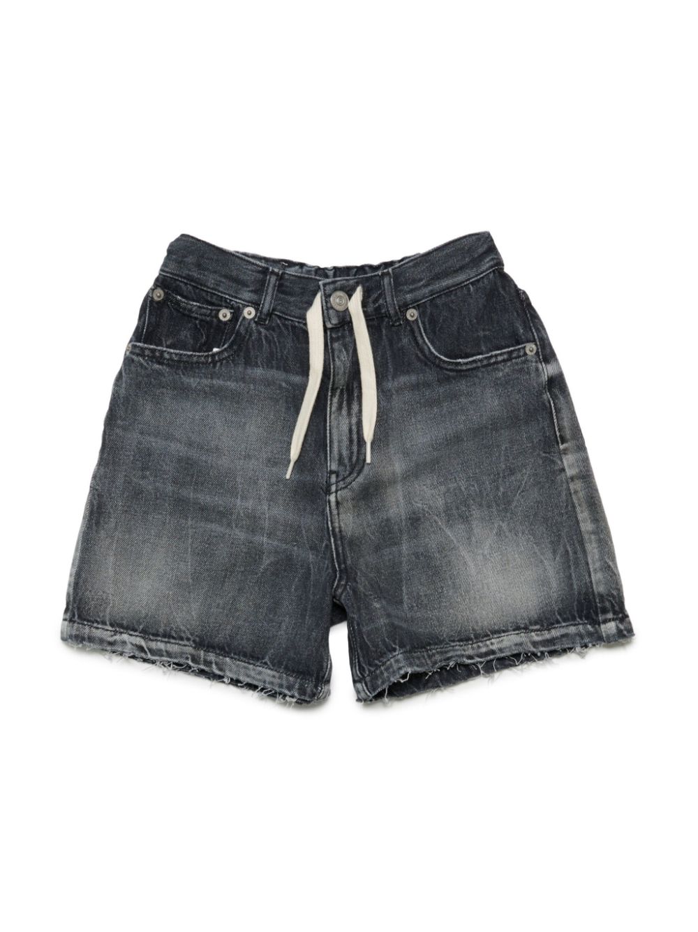 MM6 Maison Margiela Kids logo-patch drawstring denim shorts - Black von MM6 Maison Margiela Kids