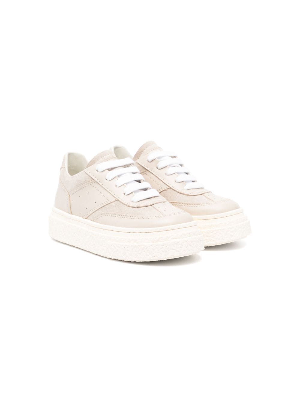 MM6 Maison Margiela Kids logo-patch leather trainers - Neutrals von MM6 Maison Margiela Kids