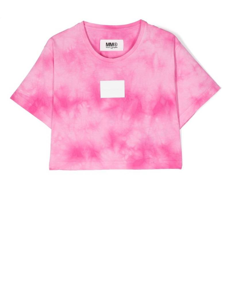 MM6 Maison Margiela Kids logo-patch short-sleeve T-shirt - Pink von MM6 Maison Margiela Kids