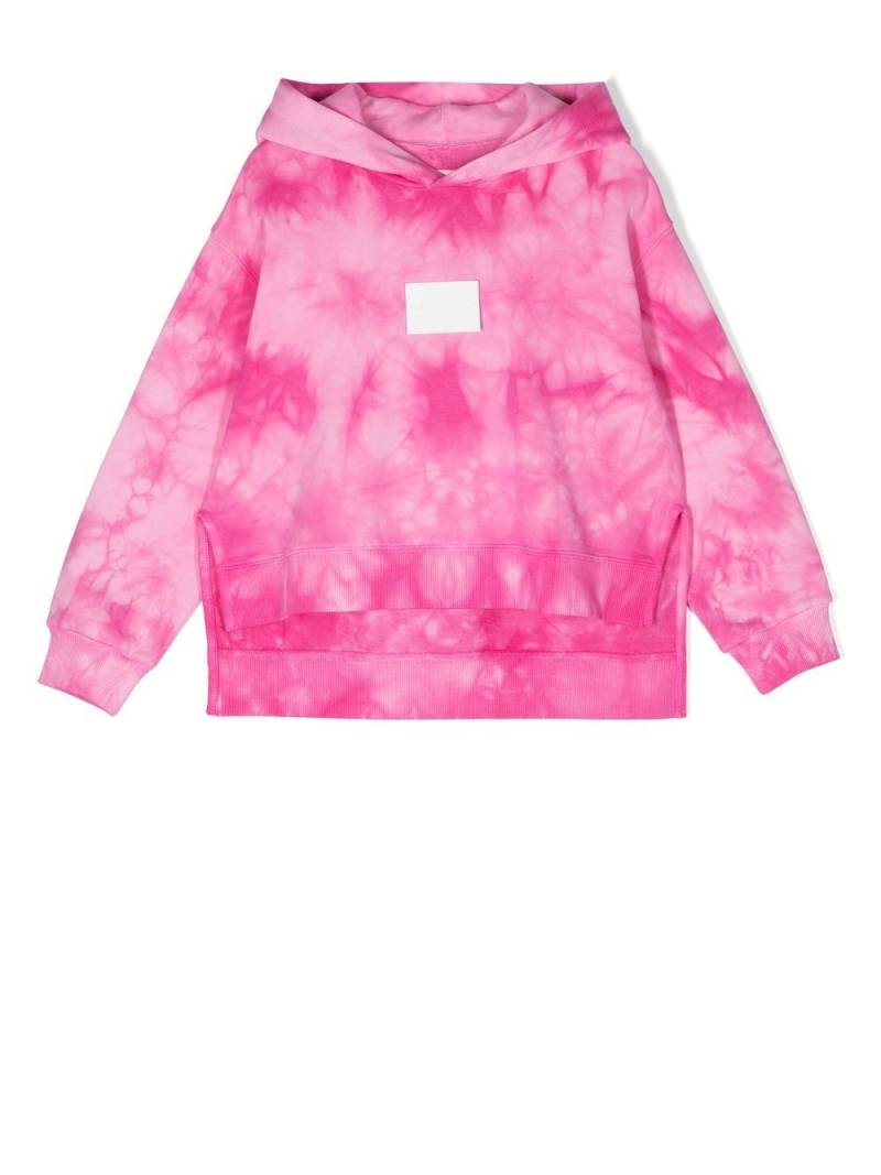 MM6 Maison Margiela Kids logo-patch tie-dye hoodie - Pink von MM6 Maison Margiela Kids