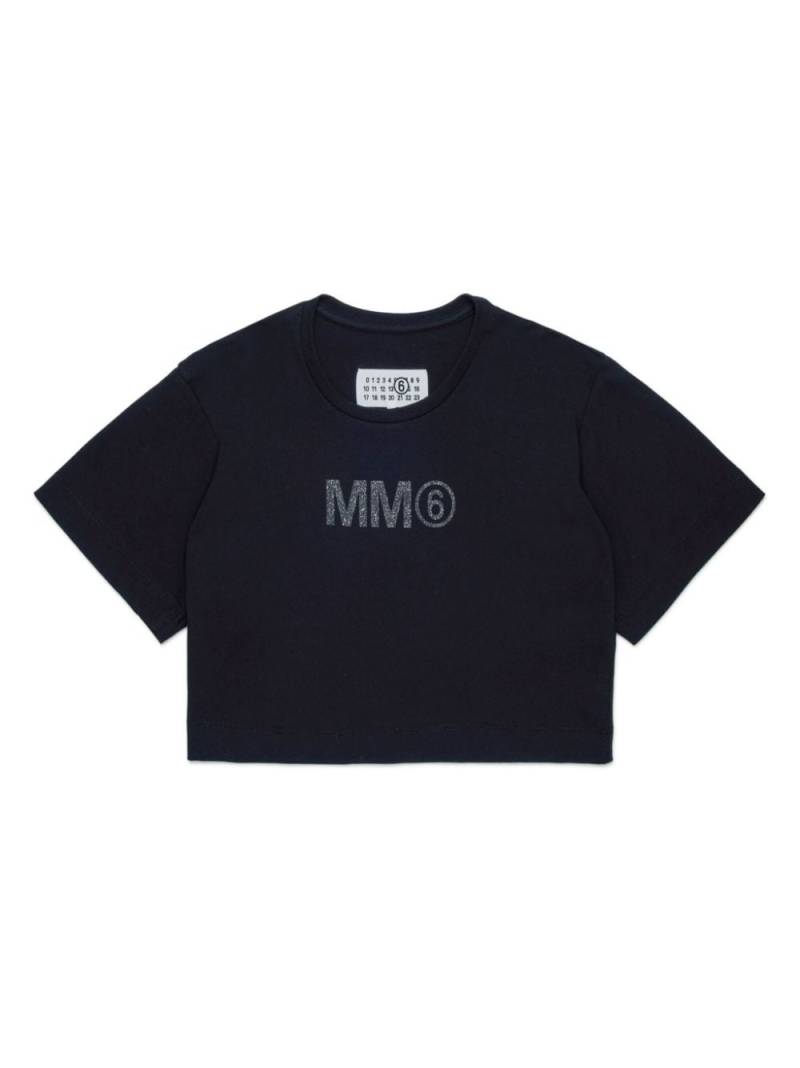 MM6 Maison Margiela Kids logo-print cotton T-shirt - Black von MM6 Maison Margiela Kids