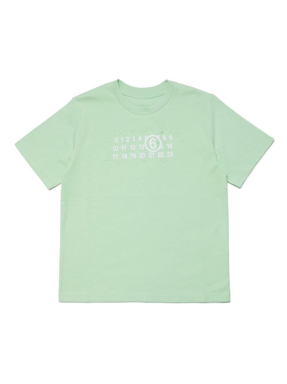 MM6 Maison Margiela Kids logo-print cotton T-shirt - Green von MM6 Maison Margiela Kids