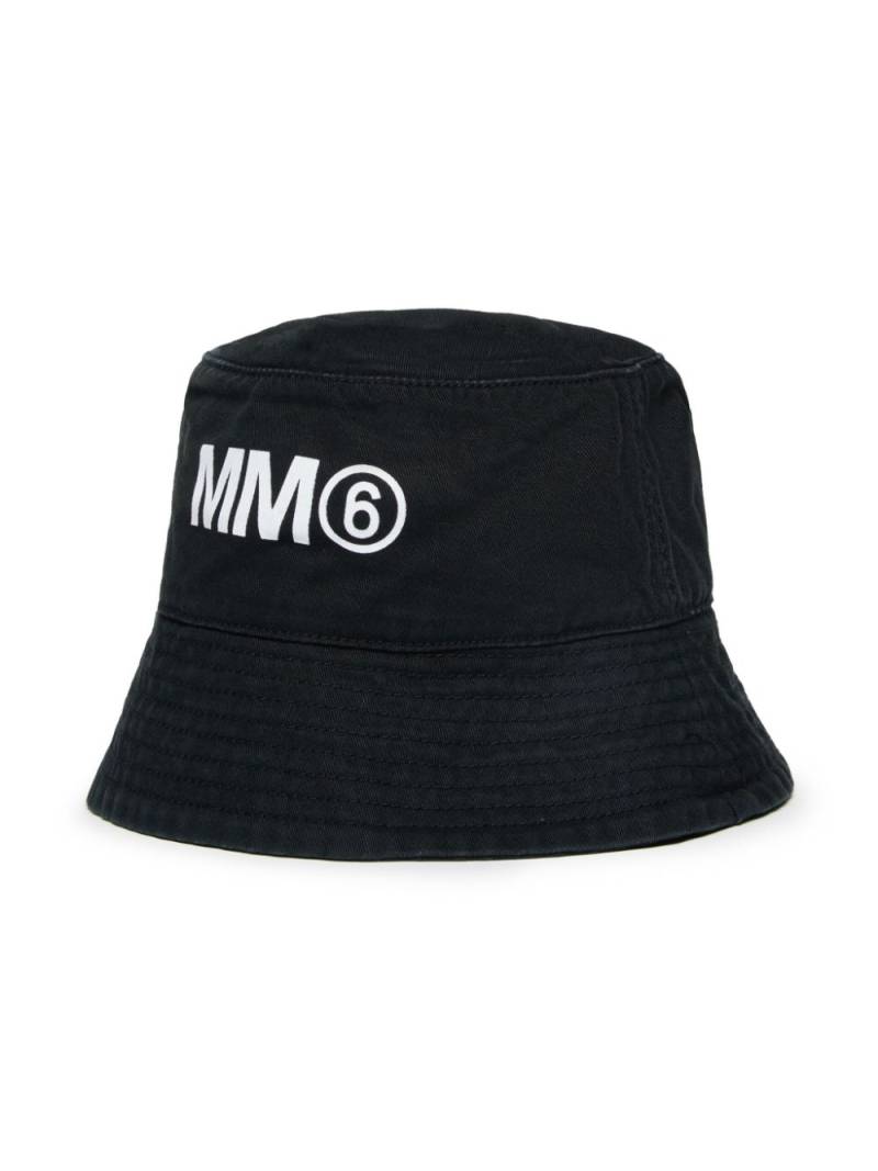 MM6 Maison Margiela Kids logo-print cotton bucket hat - Black von MM6 Maison Margiela Kids