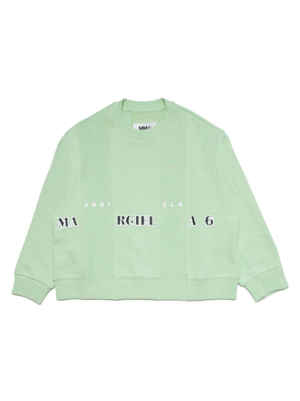 MM6 Maison Margiela Kids logo-print cotton sweatshirt - Green von MM6 Maison Margiela Kids