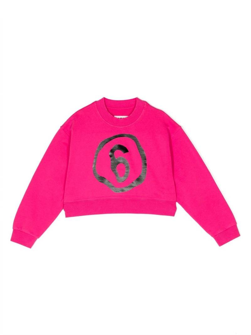 MM6 Maison Margiela Kids logo-print cotton sweatshirt - Pink von MM6 Maison Margiela Kids