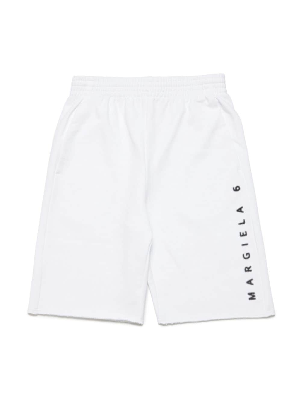 MM6 Maison Margiela Kids logo-print cotton track shorts - White von MM6 Maison Margiela Kids