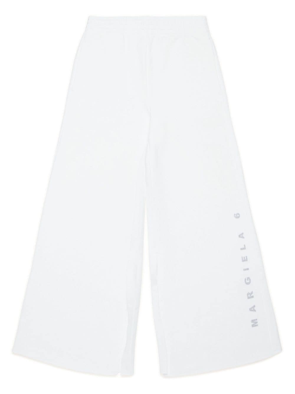 MM6 Maison Margiela Kids logo-print cotton trousers - White von MM6 Maison Margiela Kids