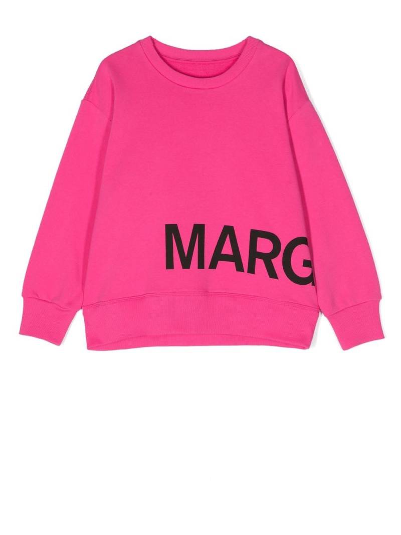 MM6 Maison Margiela Kids logo-print crew-neck sweatshirt - Pink von MM6 Maison Margiela Kids