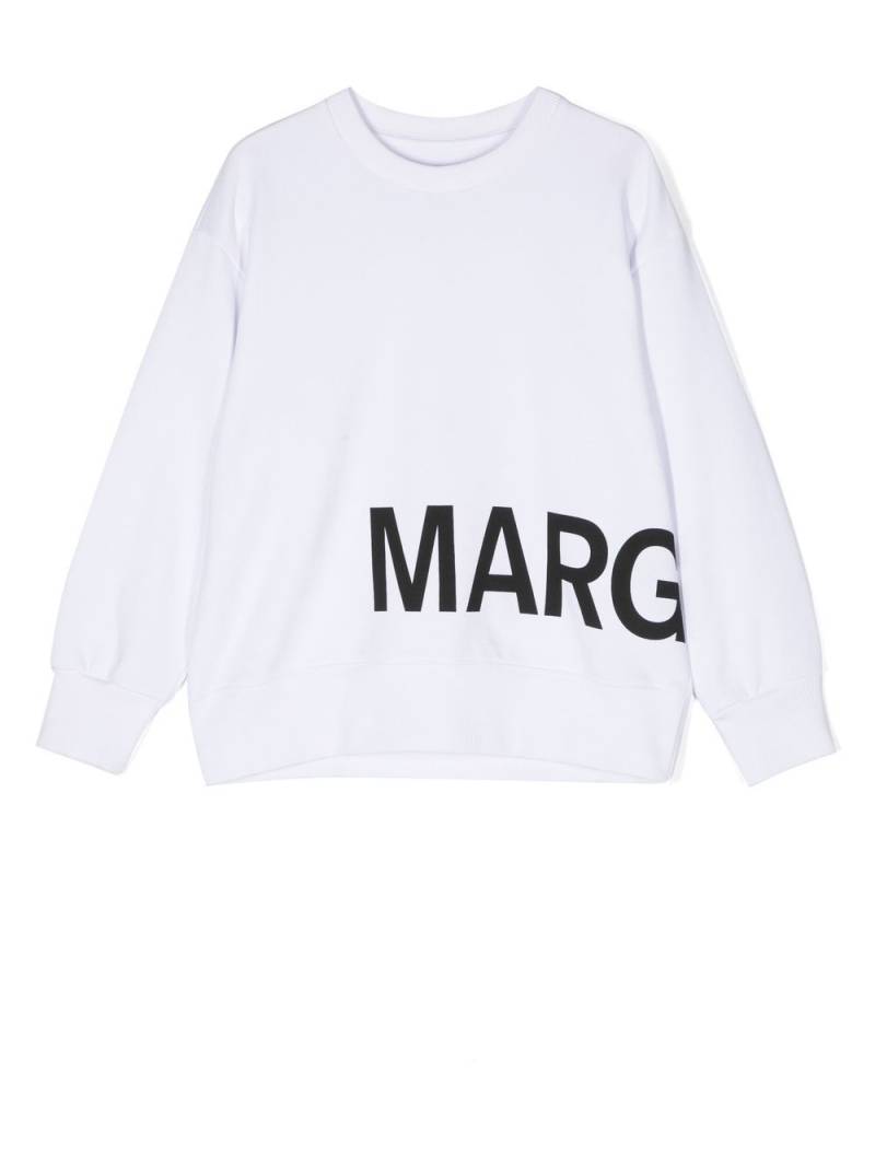 MM6 Maison Margiela Kids logo-print crew-neck sweatshirt - White von MM6 Maison Margiela Kids