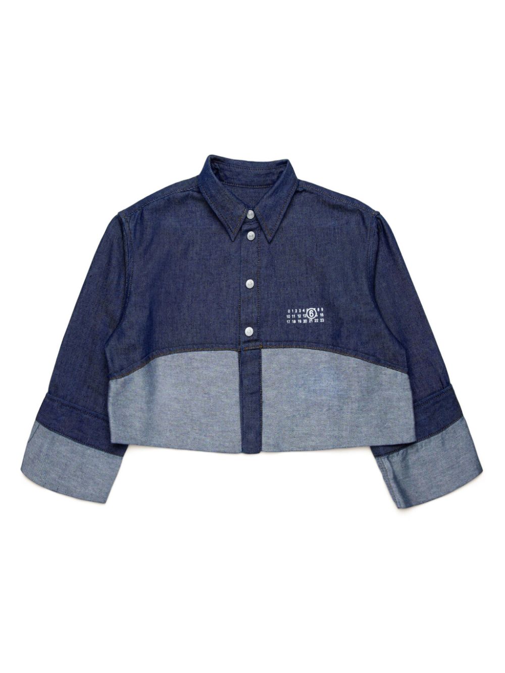 MM6 Maison Margiela Kids logo-print denim cropped shirt - Blue von MM6 Maison Margiela Kids