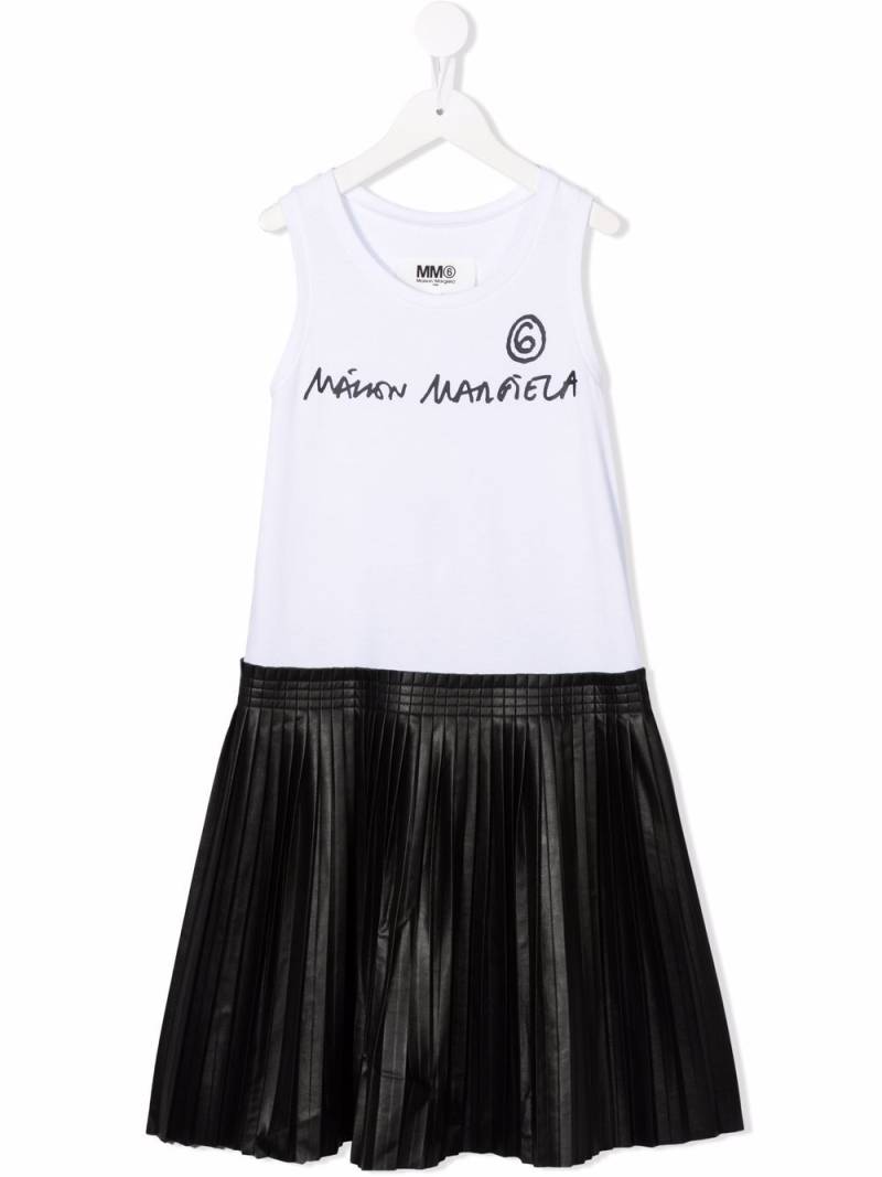 MM6 Maison Margiela Kids logo-print flared T-shirt dress - White von MM6 Maison Margiela Kids