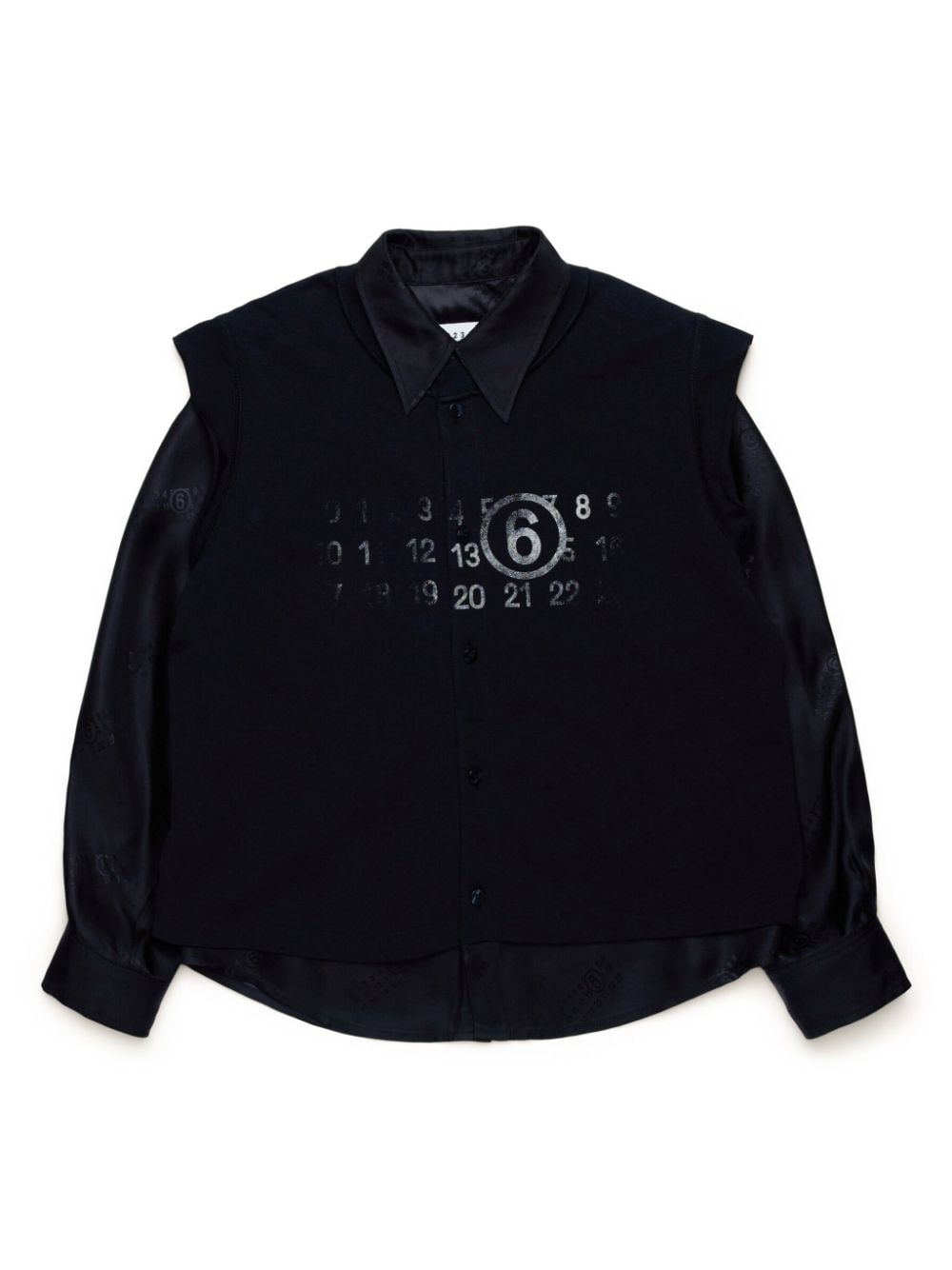 MM6 Maison Margiela Kids logo-print layered shirt - Black von MM6 Maison Margiela Kids