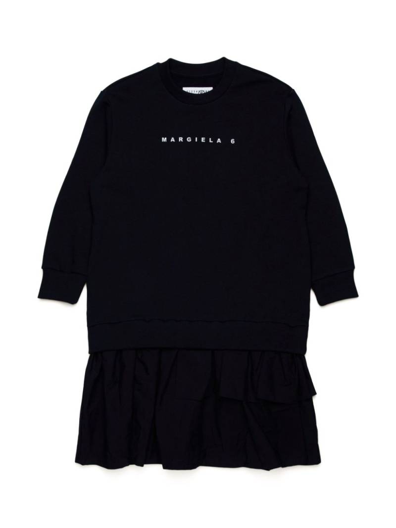 MM6 Maison Margiela Kids logo-print long-sleeve dress - Black von MM6 Maison Margiela Kids