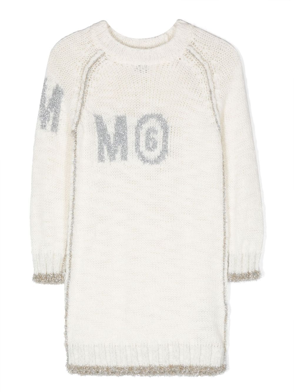 MM6 Maison Margiela Kids logo-print long-sleeve knitted dress - White von MM6 Maison Margiela Kids