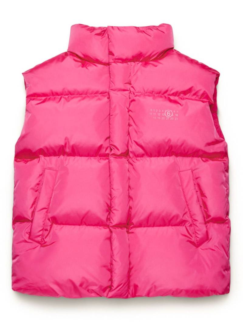 MM6 Maison Margiela Kids logo-print padded gilet - Pink von MM6 Maison Margiela Kids