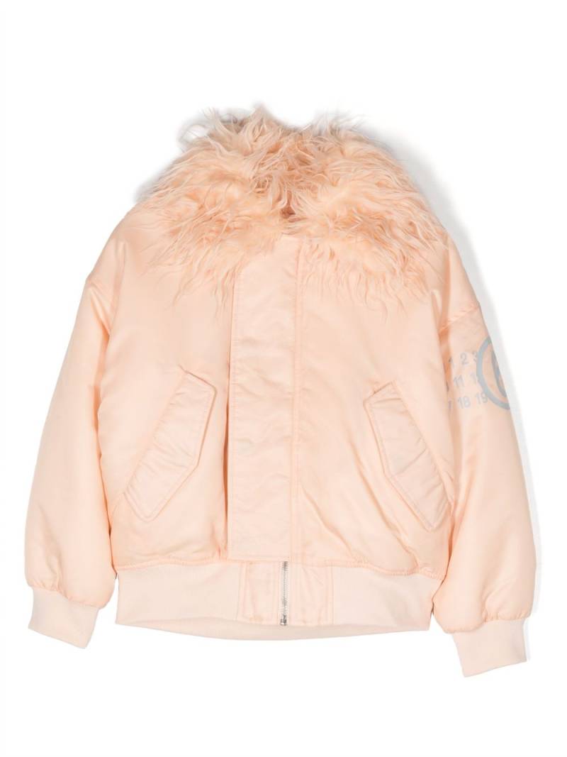 MM6 Maison Margiela Kids logo-print puffer jacket - Pink von MM6 Maison Margiela Kids