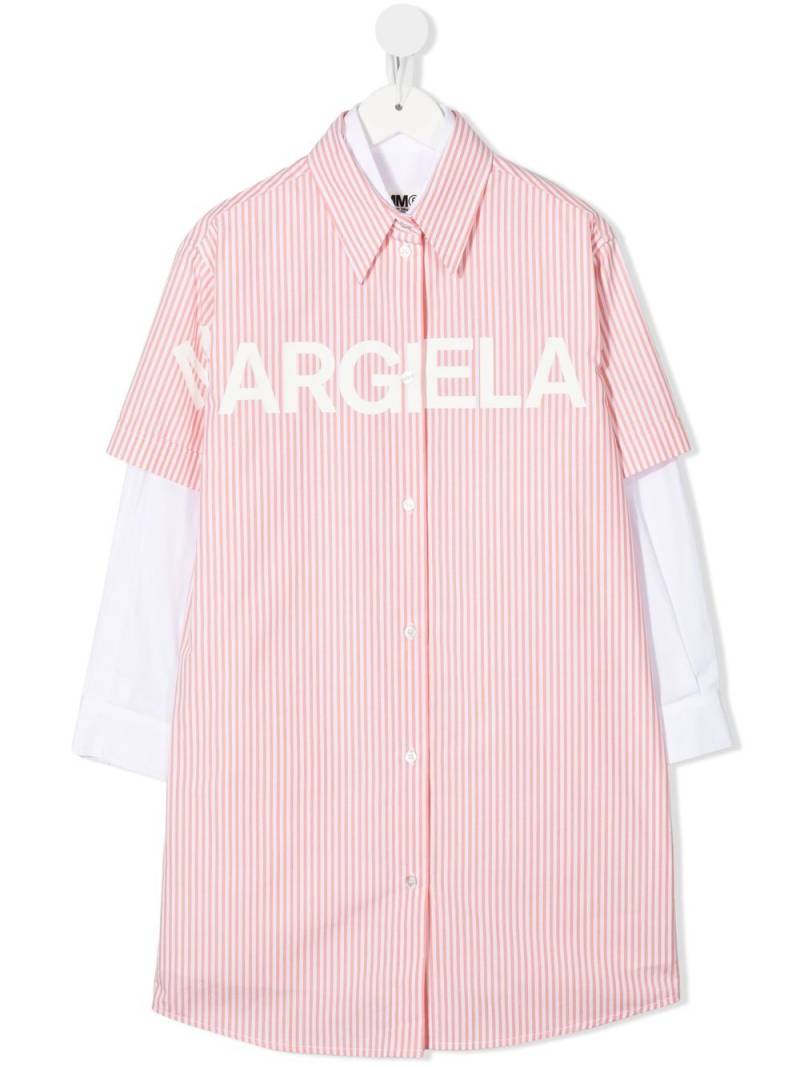 MM6 Maison Margiela Kids logo-print striped shirtdress - Pink von MM6 Maison Margiela Kids