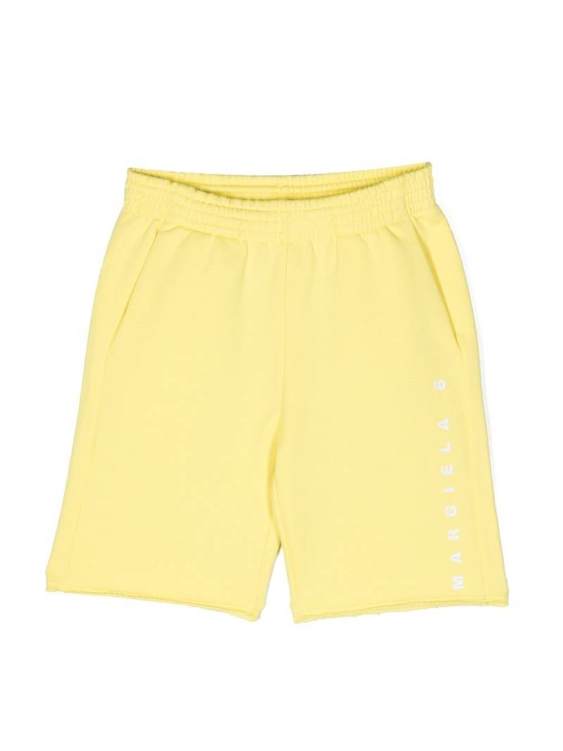 MM6 Maison Margiela Kids logo-print sweat shorts - Yellow von MM6 Maison Margiela Kids