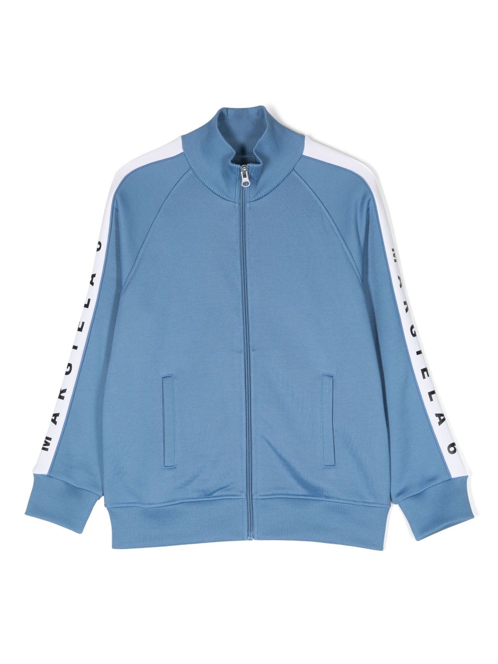 MM6 Maison Margiela Kids logo-print zip-up jacket - Blue von MM6 Maison Margiela Kids