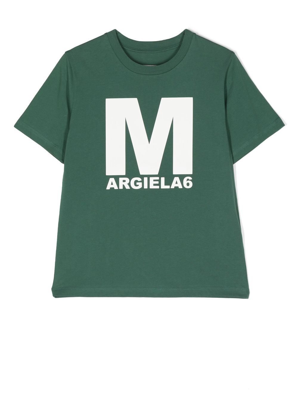 MM6 Maison Margiela Kids logo text graphic cotton T-shirt - Green von MM6 Maison Margiela Kids