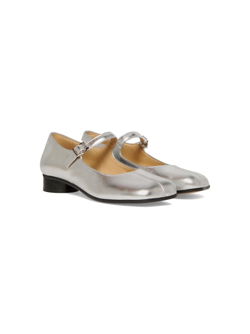 MM6 Maison Margiela Kids metallic-leather ballerina shoes - Silver von MM6 Maison Margiela Kids