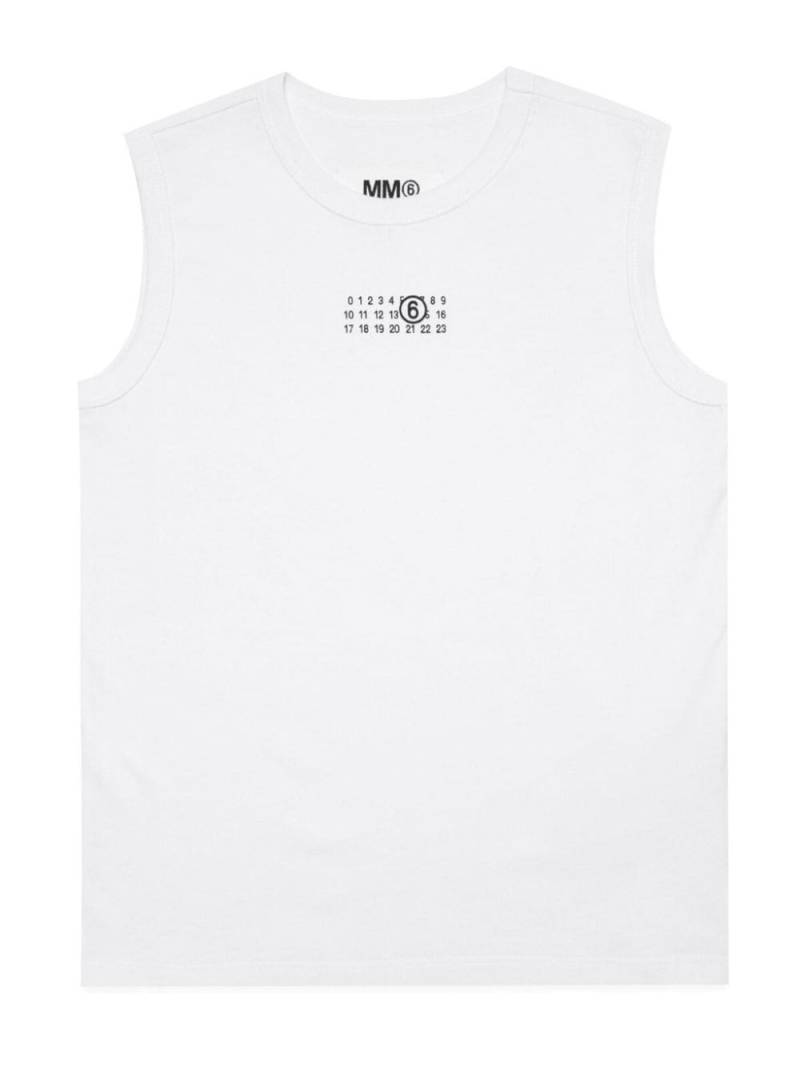 MM6 Maison Margiela Kids numbers-logo cotton jersey tank top - White von MM6 Maison Margiela Kids