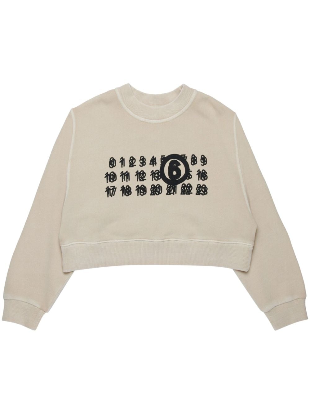 MM6 Maison Margiela Kids numbers-motif cropped sweatshirt - Neutrals von MM6 Maison Margiela Kids