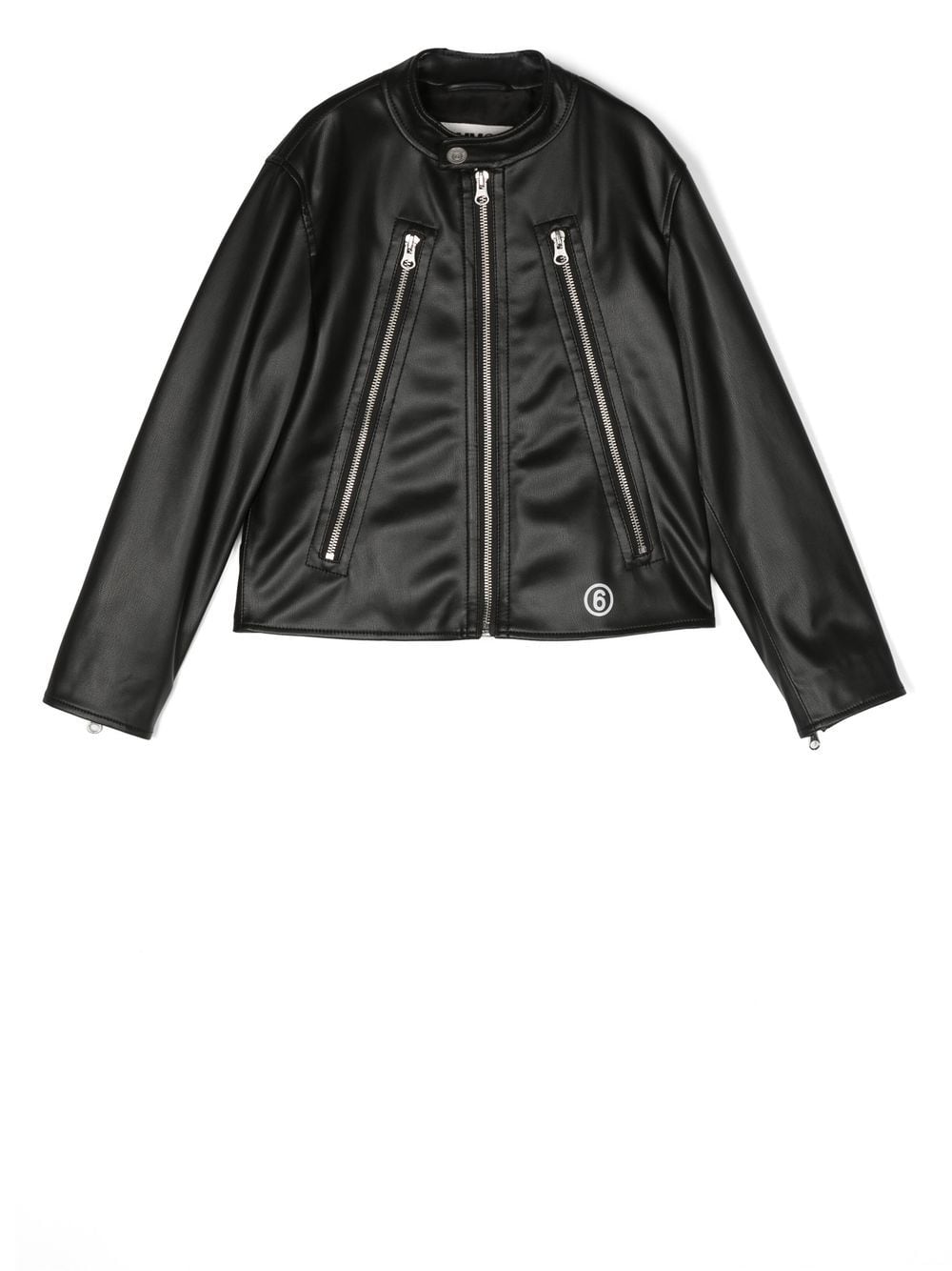 MM6 Maison Margiela Kids rear logo print biker jacket - Black von MM6 Maison Margiela Kids