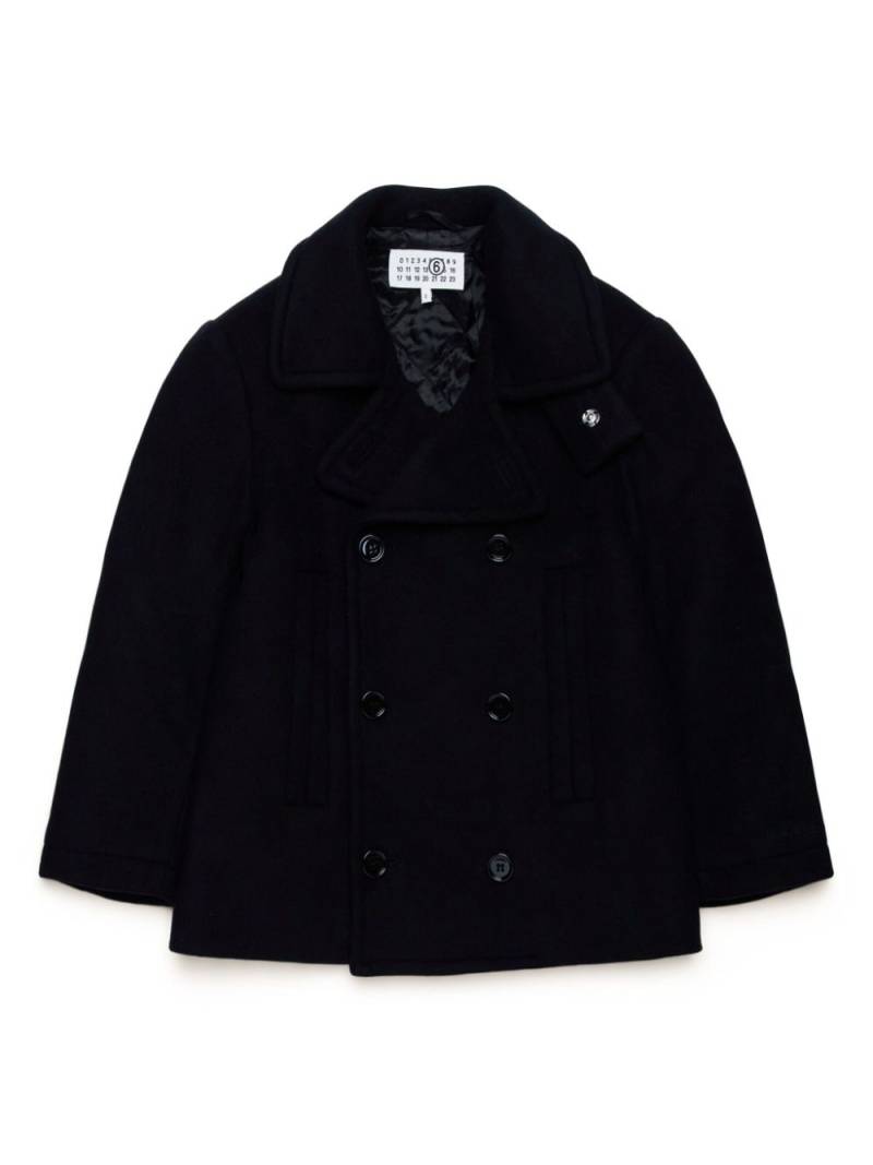 MM6 Maison Margiela Kids single-stitch double-breasted coat - Black von MM6 Maison Margiela Kids