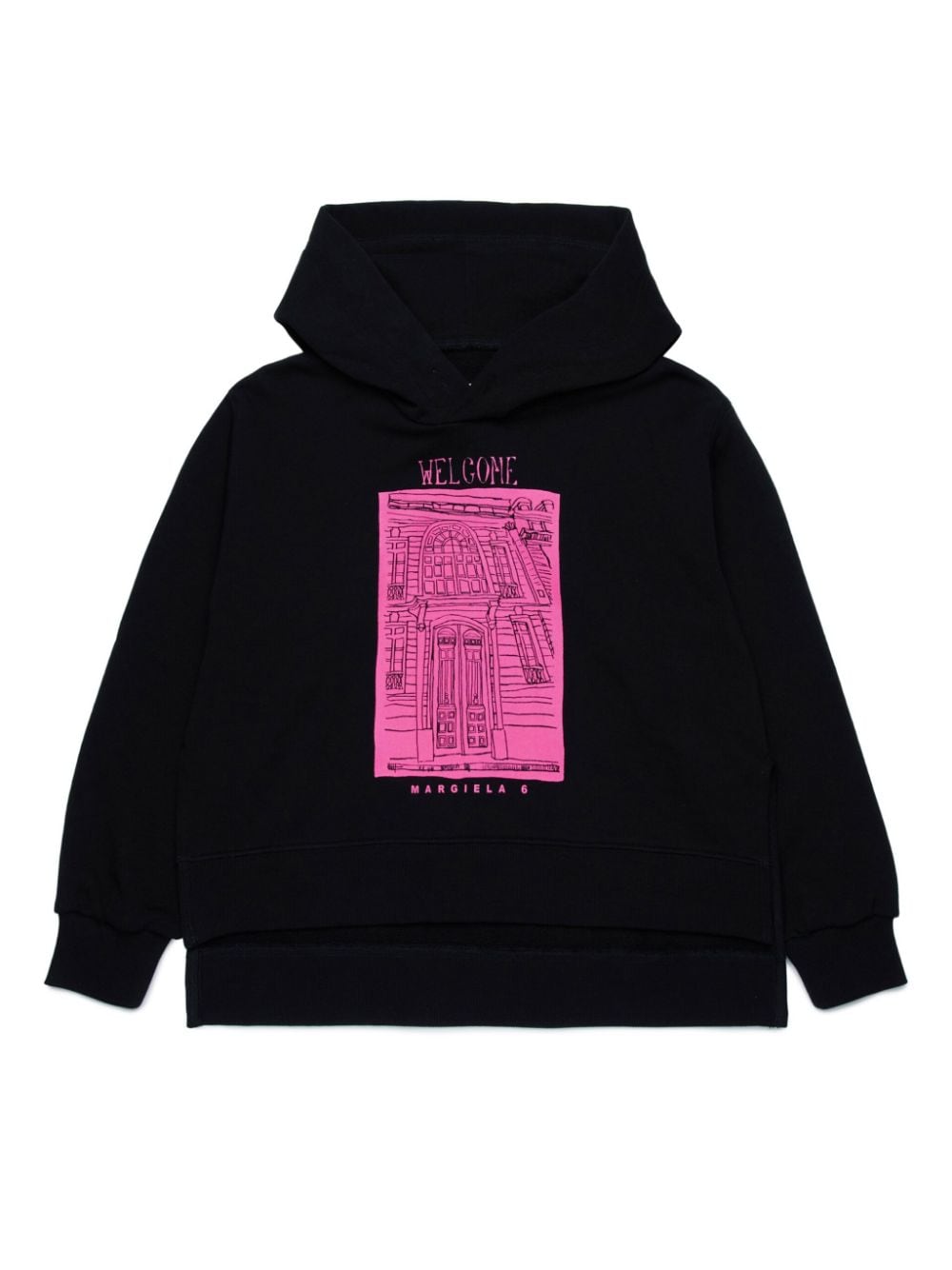 MM6 Maison Margiela Kids sketch graphic-print cotton hoodie - Black von MM6 Maison Margiela Kids