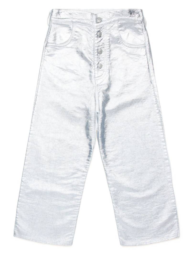 MM6 Maison Margiela Kids straight-leg metallic trousers - Silver von MM6 Maison Margiela Kids