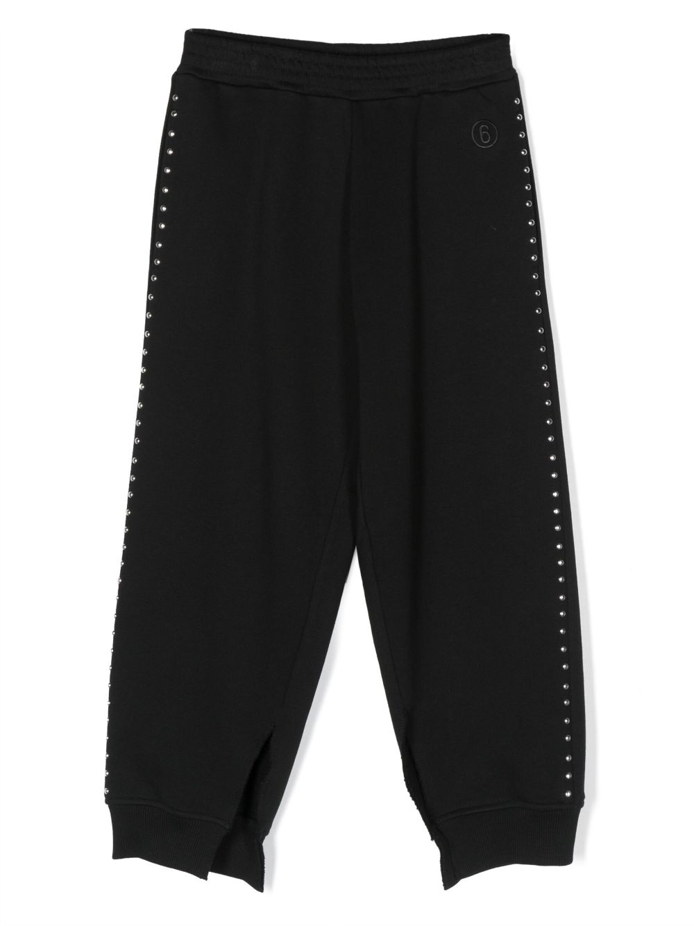 MM6 Maison Margiela Kids stud-embellished cotton tapered trousers - Black von MM6 Maison Margiela Kids