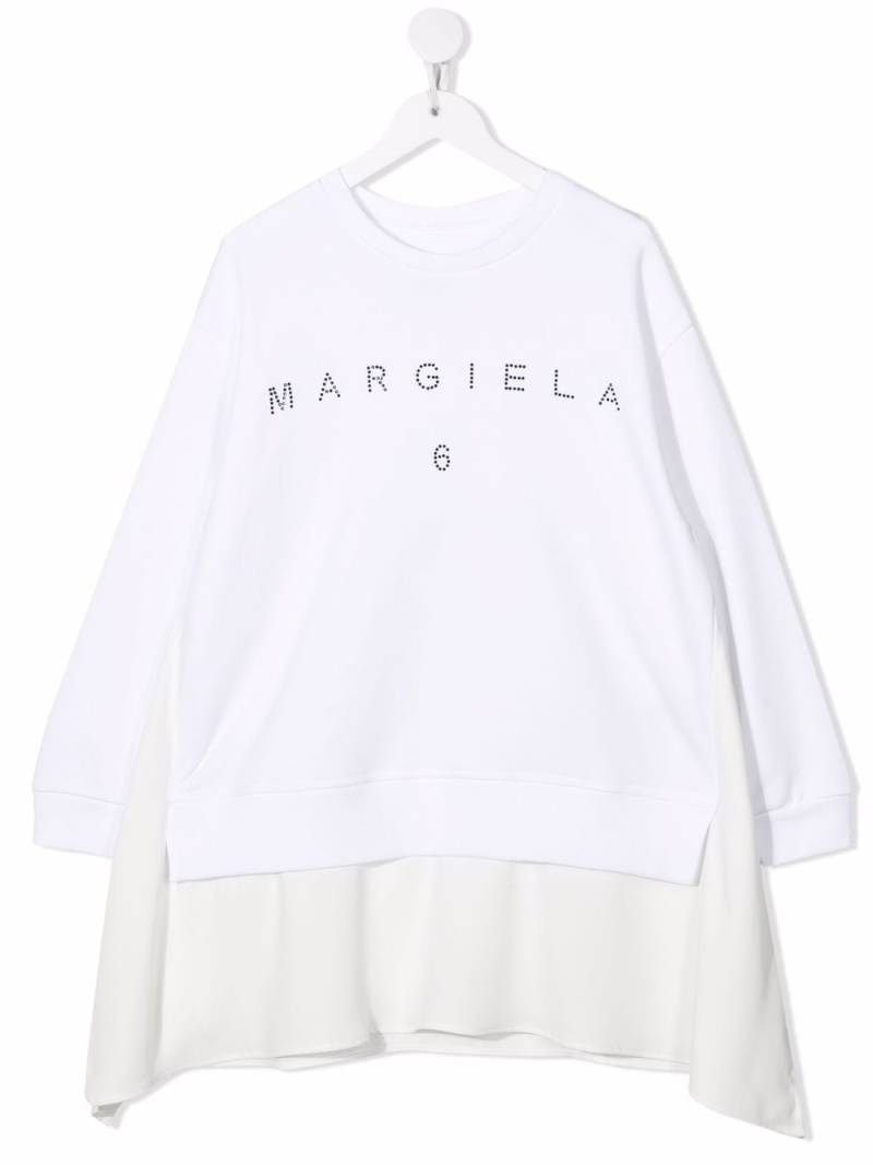 MM6 Maison Margiela Kids studded-logo sweatshirt dress - White von MM6 Maison Margiela Kids