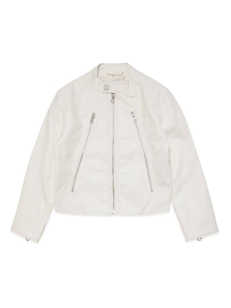 MM6 Maison Margiela Kids zip-up leather biker jacket - White von MM6 Maison Margiela Kids