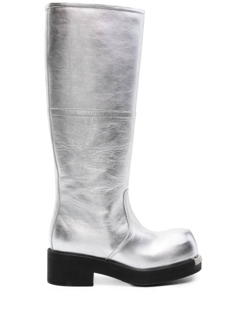 MM6 Maison Margiela Biker metallic-leather boots - Silver von MM6 Maison Margiela