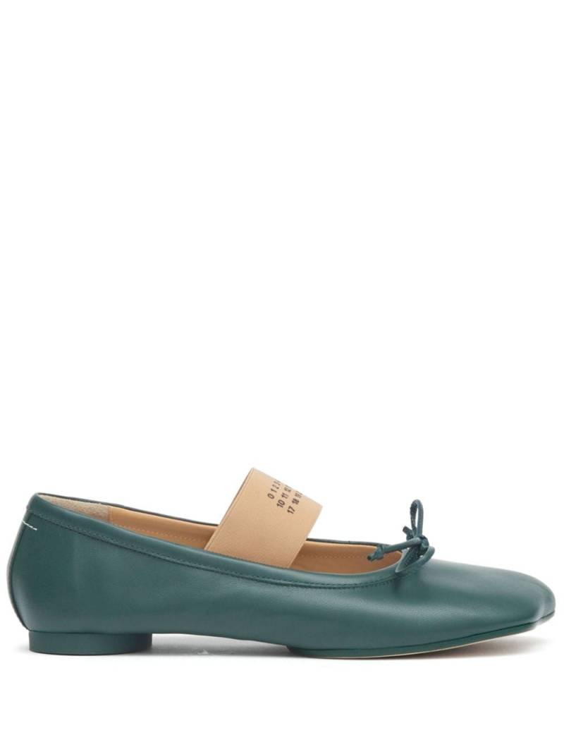 MM6 Maison Margiela Anatomic Numbers-motif leather ballerinas - Green von MM6 Maison Margiela