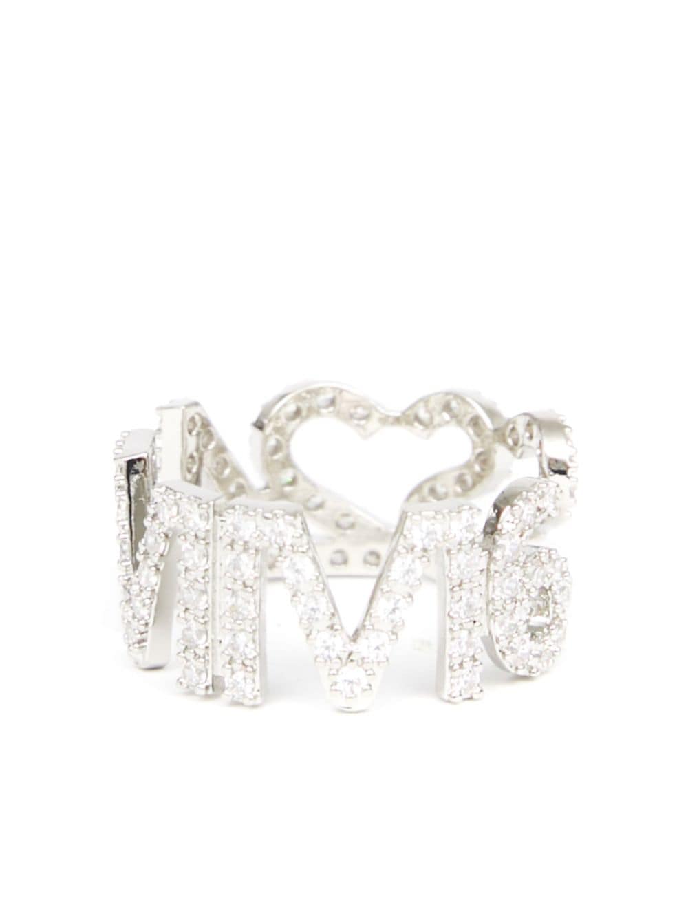 MM6 Maison Margiela Letter crystal-embellished ring - Silver von MM6 Maison Margiela