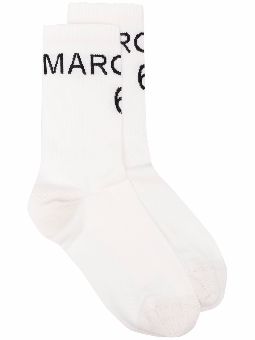 MM6 Maison Margiela Margiela 6 intarsia-knit logo socks - White von MM6 Maison Margiela
