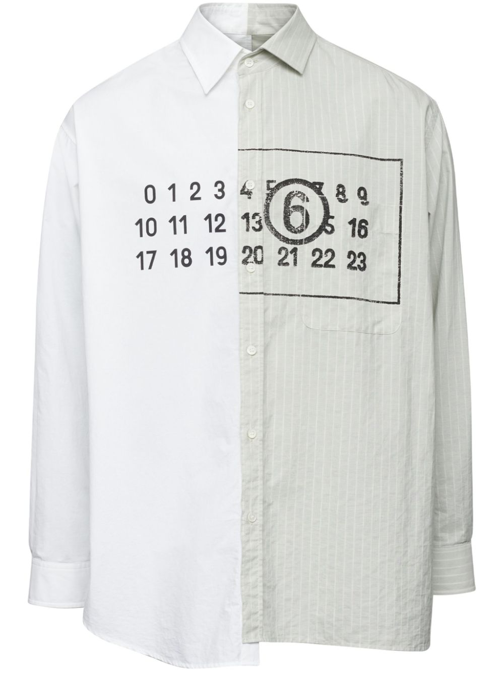 MM6 Maison Margiela Numbers-motif asymmetric cotton shirt - White von MM6 Maison Margiela