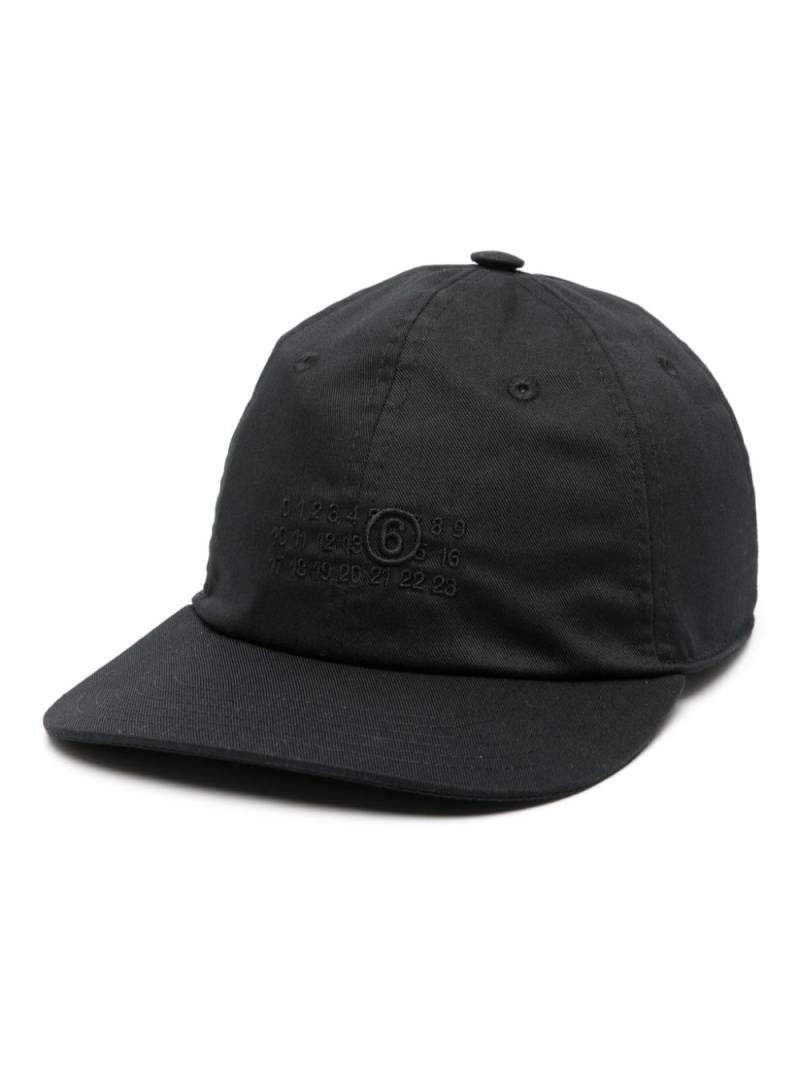 MM6 Maison Margiela Numbers-motif cotton cap - Black von MM6 Maison Margiela