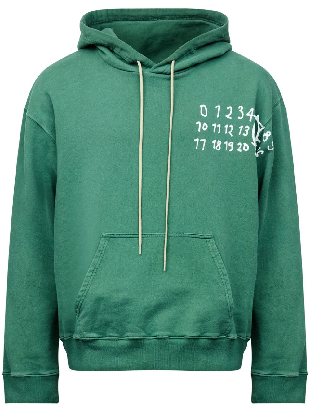 MM6 Maison Margiela Numbers-motif cotton hoodie - Green von MM6 Maison Margiela