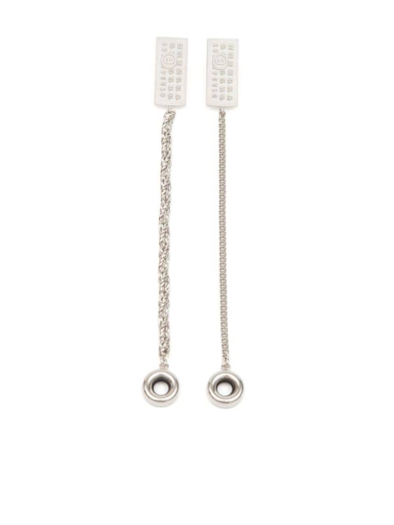 MM6 Maison Margiela Numbers-motif drop earrings - Silver von MM6 Maison Margiela