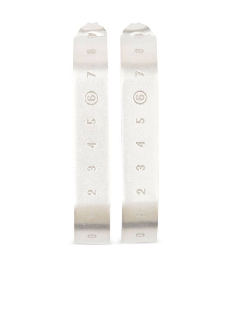 MM6 Maison Margiela Numbers-motif matte-finish earrings - Silver von MM6 Maison Margiela