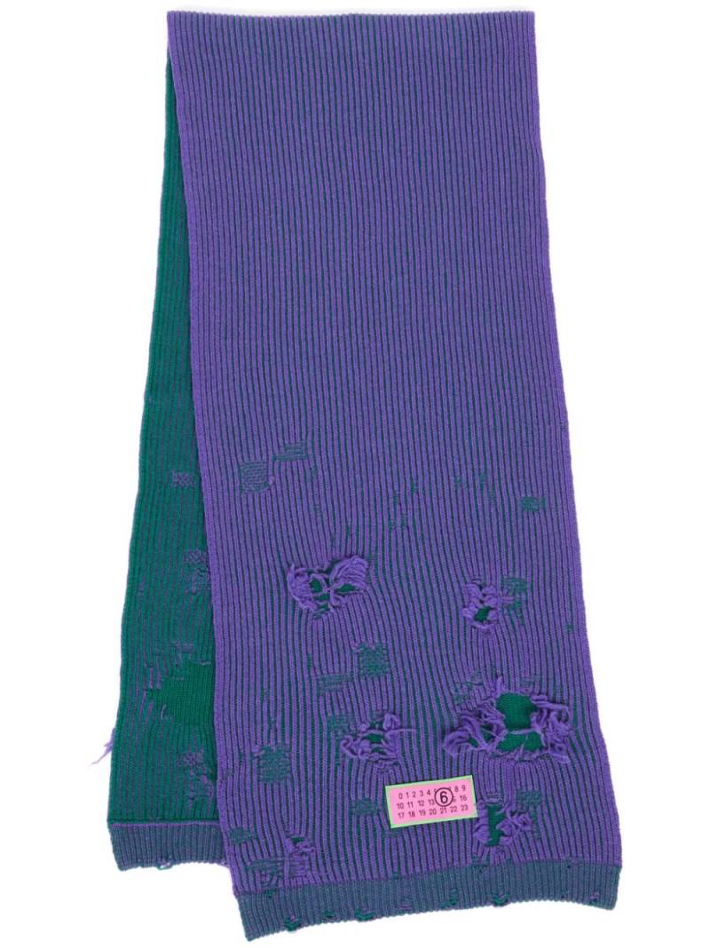 MM6 Maison Margiela Numbers-motif ribbed scarf - Purple von MM6 Maison Margiela