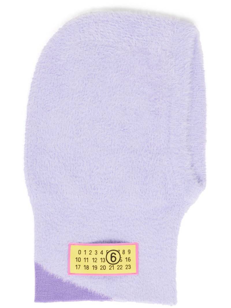 MM6 Maison Margiela Numbers-motif textured balaclava - Purple von MM6 Maison Margiela