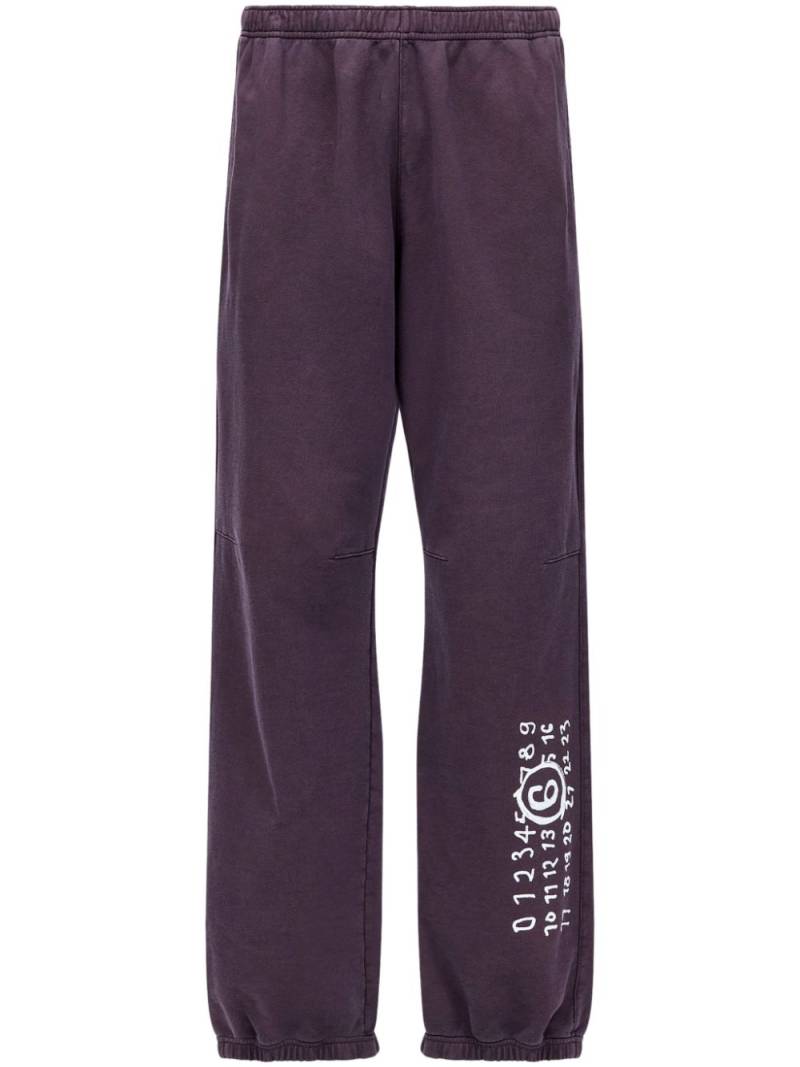 MM6 Maison Margiela Numbers-print cotton track pants - Purple von MM6 Maison Margiela