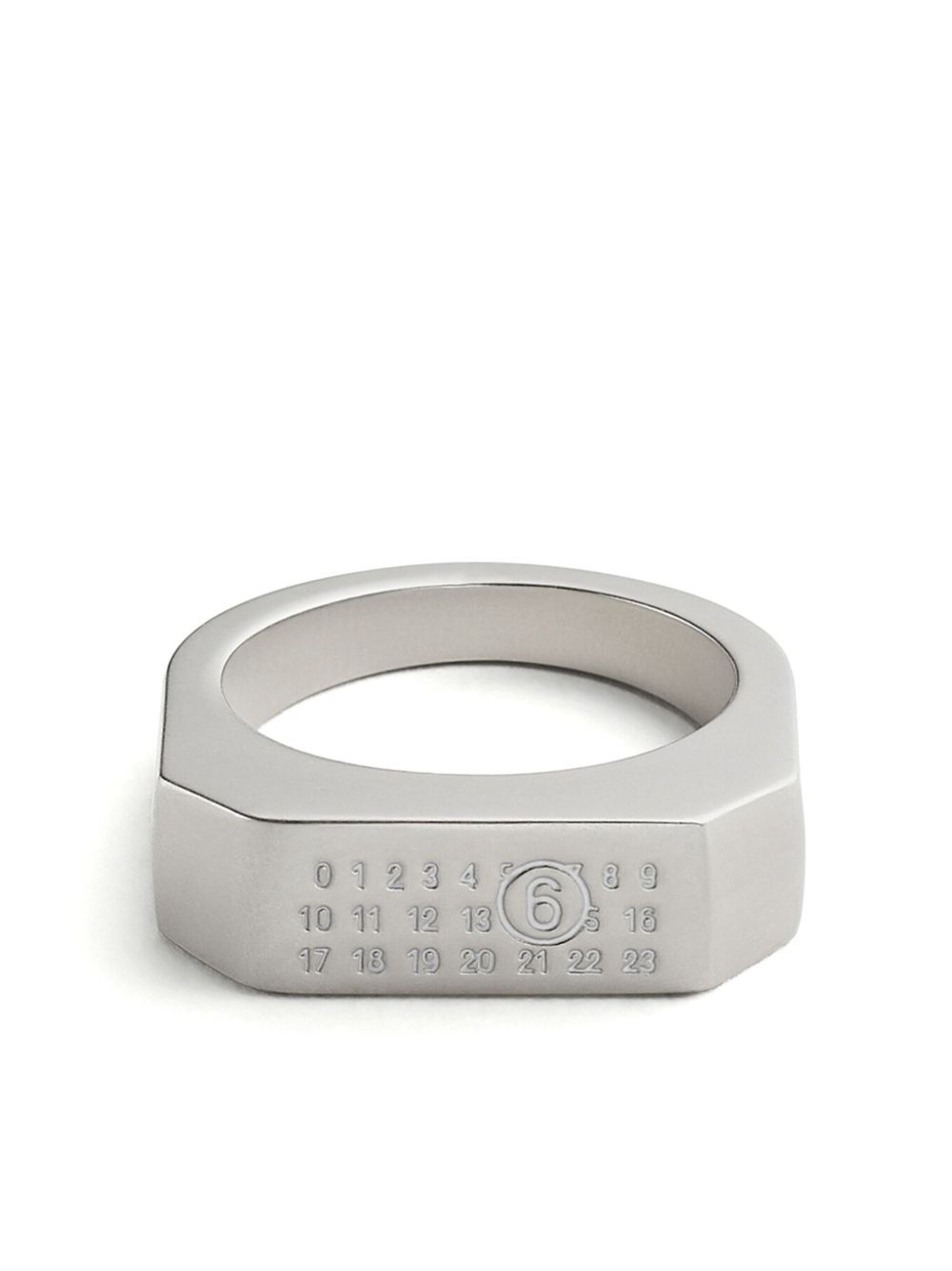 MM6 Maison Margiela Numeric logo signet ring - Silver von MM6 Maison Margiela