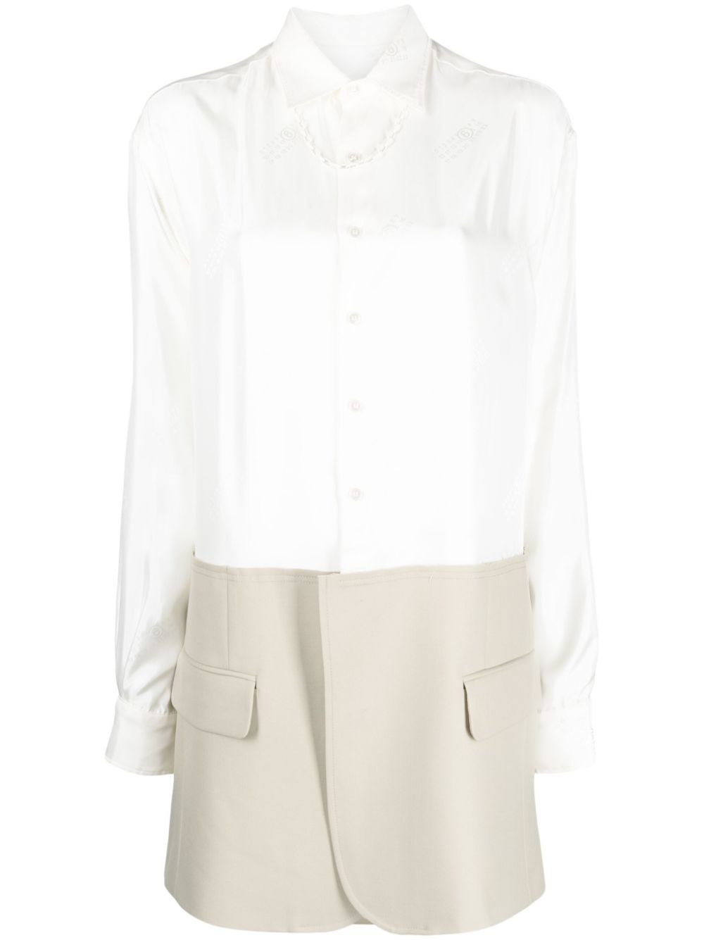 MM6 Maison Margiela Spliced embroidered shirtdress - White von MM6 Maison Margiela