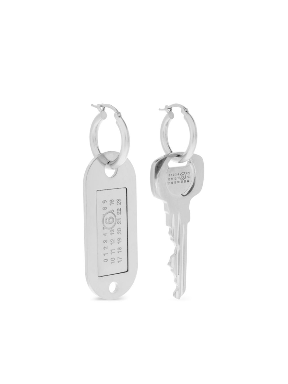 MM6 Maison Margiela Tag and Key earrings - Silver von MM6 Maison Margiela